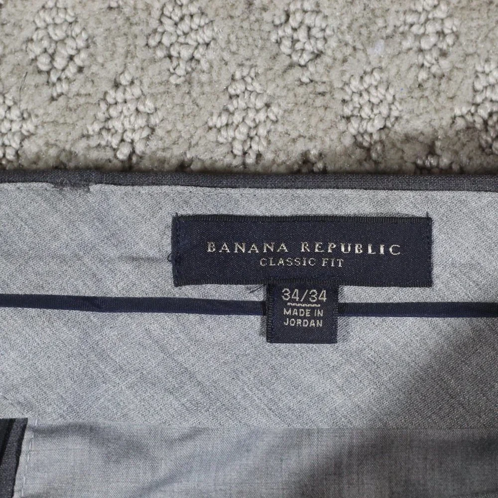 Banana Republic Size 34x34 Classic Fit Grey Wool Slacks - LIKE NEW